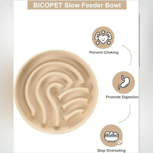 Bicopet Slow Feeder Pet Dog Ceramic Maze Non-Slip Silicone Rim Puzzle Heavy Duty - Picture 2 of 13